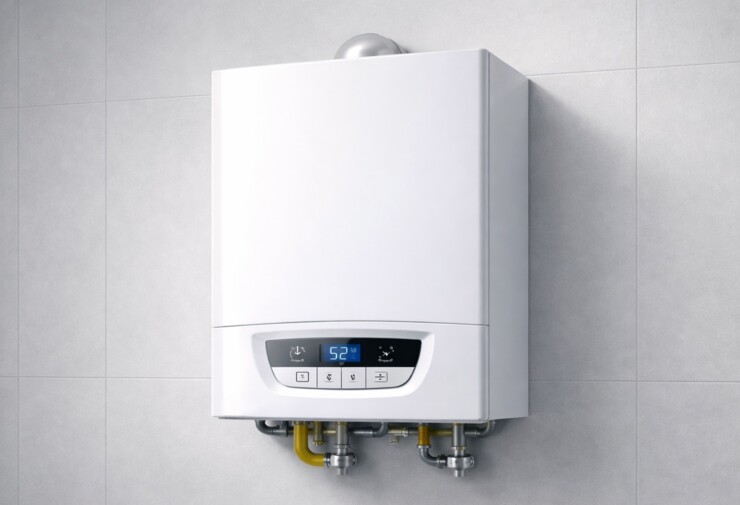 Une chaudière à condensation murale pour un chauffage idéal dans un logement moderne.